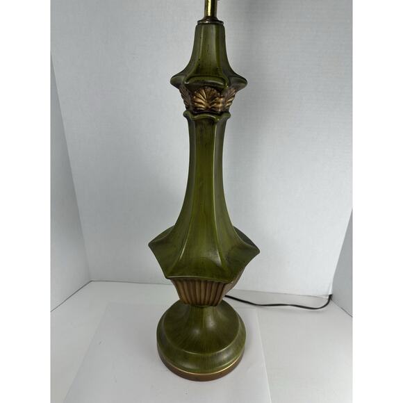 Lovely Mid Century Royal Haeger Table Lamp Orig. Finial & Gold Label Green VTG - Picture 2 of 12